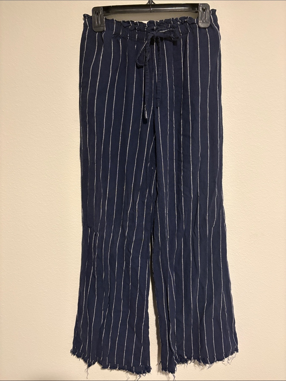 Cato Navy Blue Pinstripe Drawstring Pants